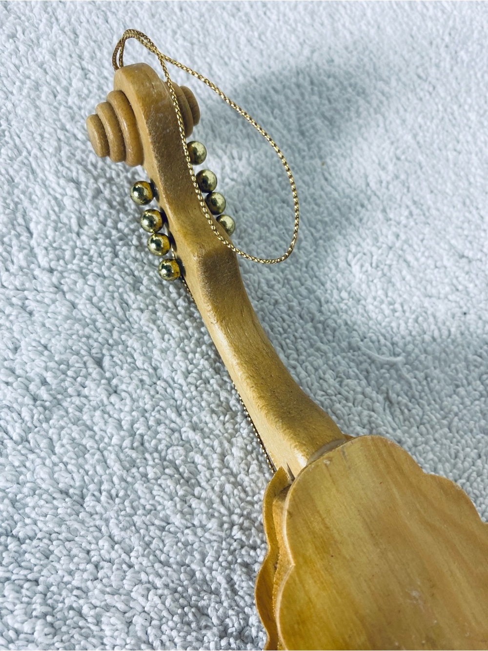 Vintage Wooden Mandolin Christmas Ornament Hand Painted Floral Instrument - Picture 10 of 12